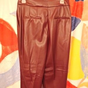 Burgundy faux leather pants